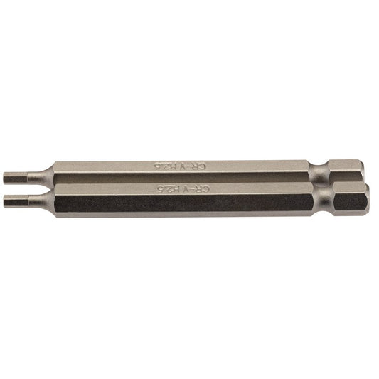 Draper Hexagonal Screwdriver Bit 2.5mm 1/4" Hex 75mm Long (Pack of 2) 64319