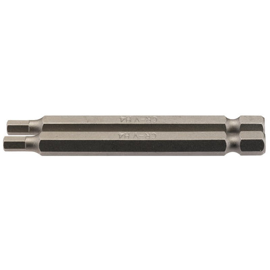 Draper Hexagonal Screwdriver Bit 4mm 1/4" Hex 75mm Long (Pack of 2) 64321