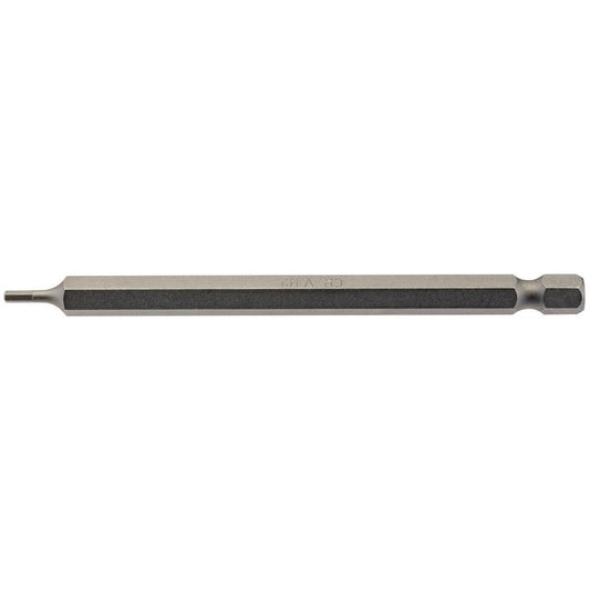 Draper Hexagonal Screwdriver Bit 2mm 1/4" Hex 100mm Long (Pack of 1) 64370