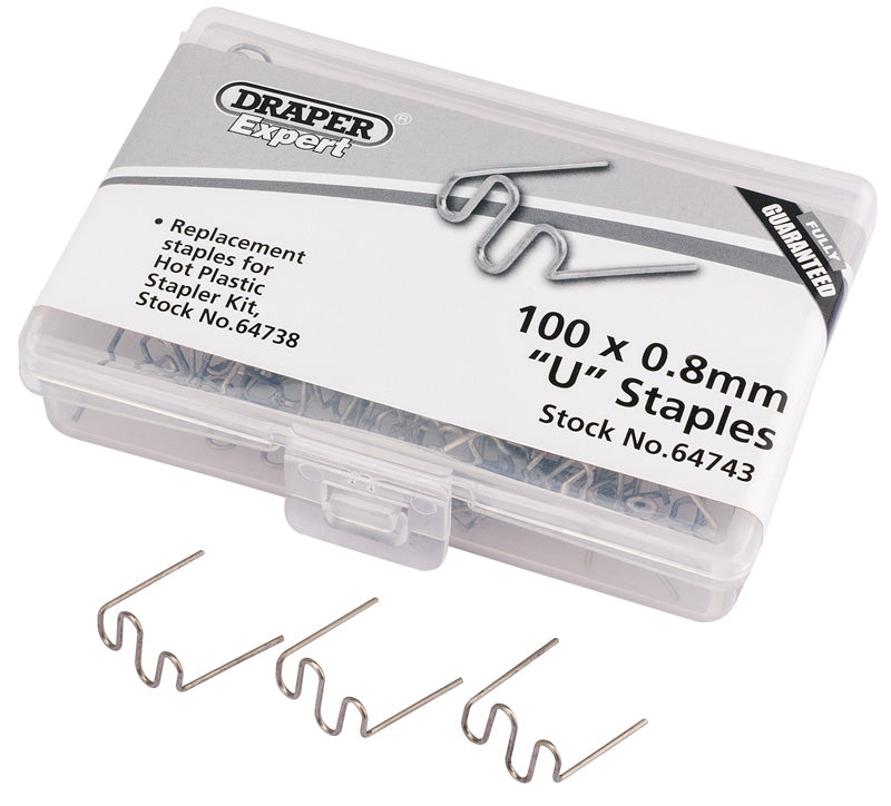 Draper 0.8MM U Staples Pack 50 For Hot Stapler 64743