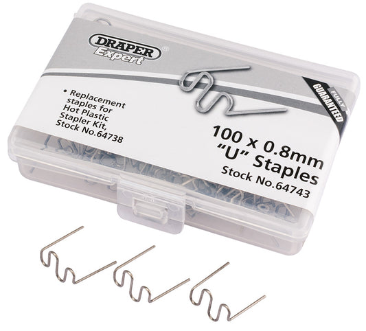 Draper 0.8MM U Staples Pack 50 For Hot Stapler 64743