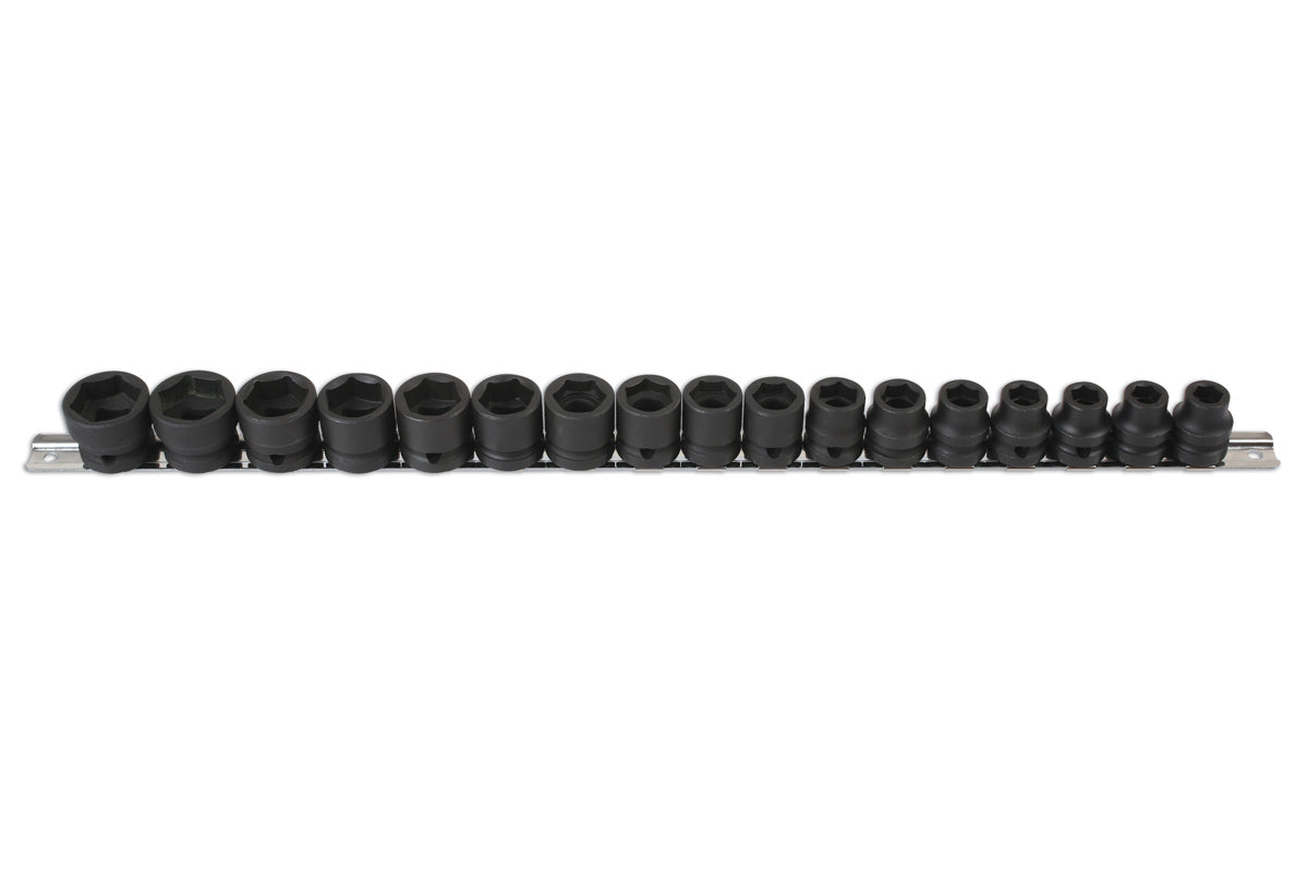 Laser Tools Low Profile Metric Impact Socket Set 1/2"D 17pc Single Hex 6486