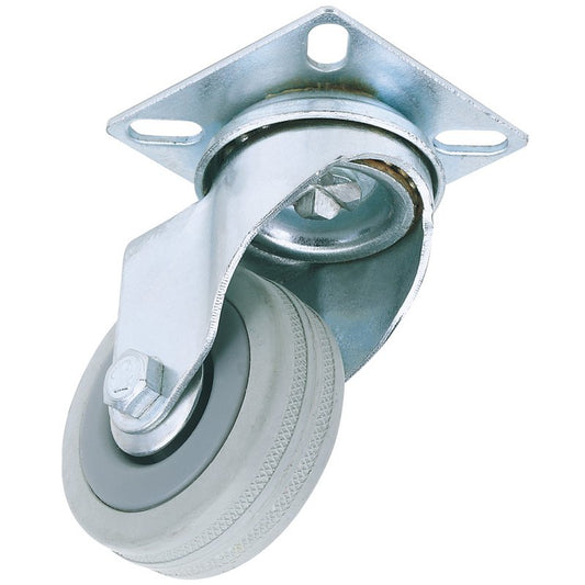 Draper Rubber Castor Swivel Plate Fixing 50mm Diameter S.W.L 50kg 65468