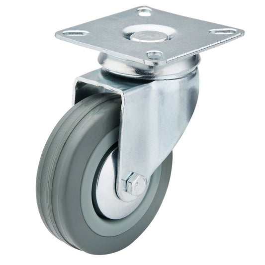 Draper Rubber Castor Swivel Plate Fixing 75mm Diameter S.W.L 70kg 65473