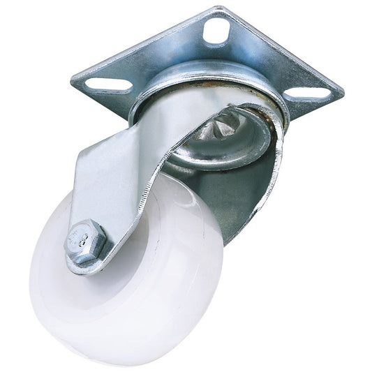 Draper Nylon Wheel Swivel Plate Fixing 50mm Diameter S.W.L 50kg 65492
