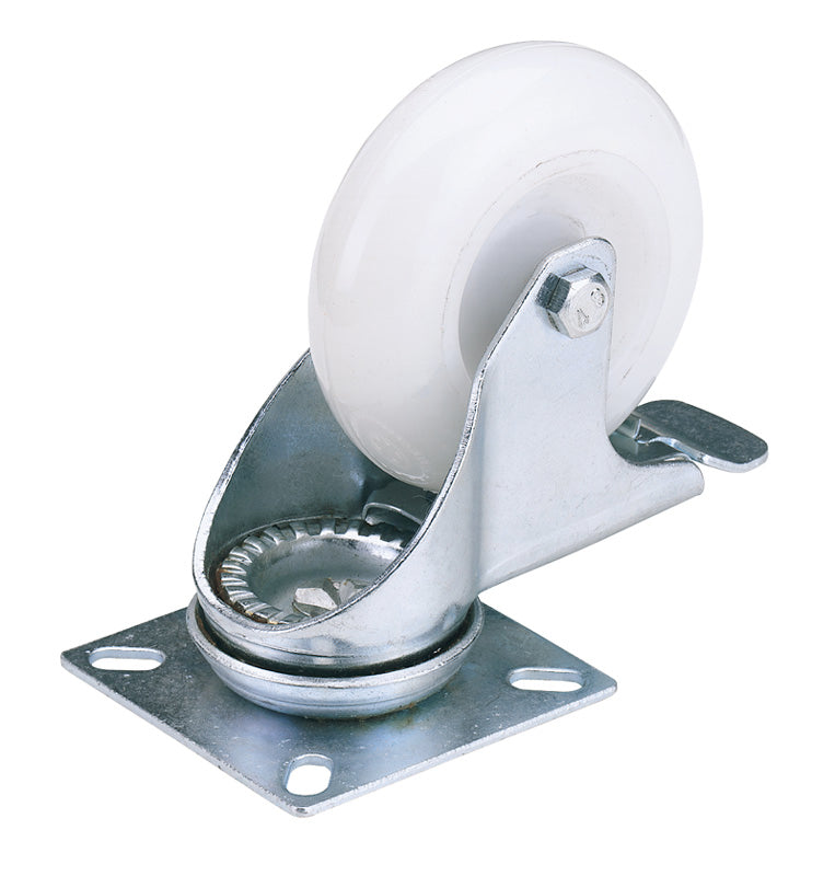 Draper Nylon Wheel with Brake Swivel Plate Fixing 75mm Diameter S.W.L 70kg 65499