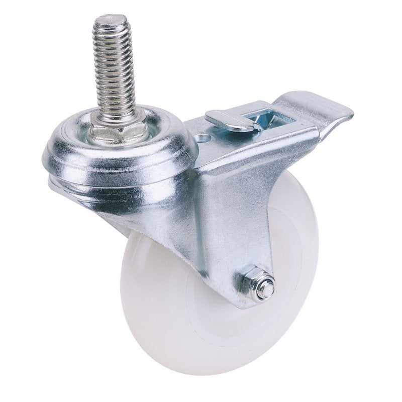 Draper Swivel Bolt Fixing Nylon Wheel with Brake 75mm Diameter S.W.L 70kg 65501
