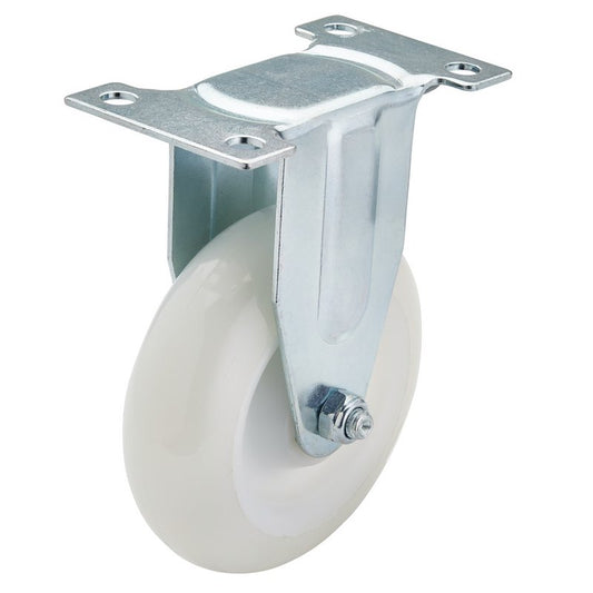 Draper Fixed Plate Fixing Nylon Wheel 100mm Diameter S.W.L 125kg 65507