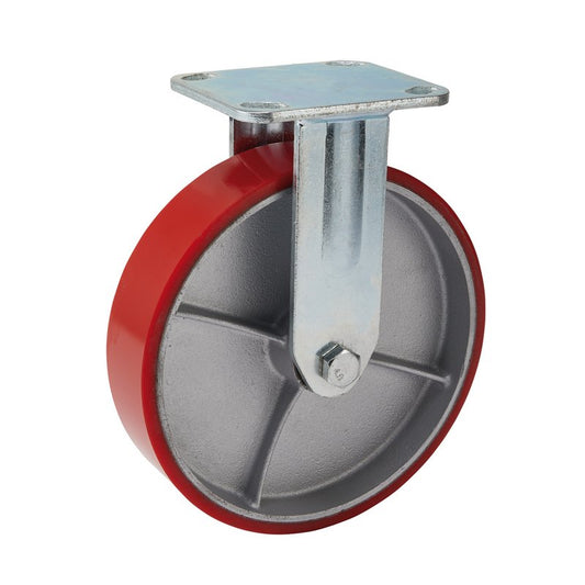 Draper Fixed Plate Heavy Duty Polyurethane Wheel 200mm Dia S.W.L 500kg 65534