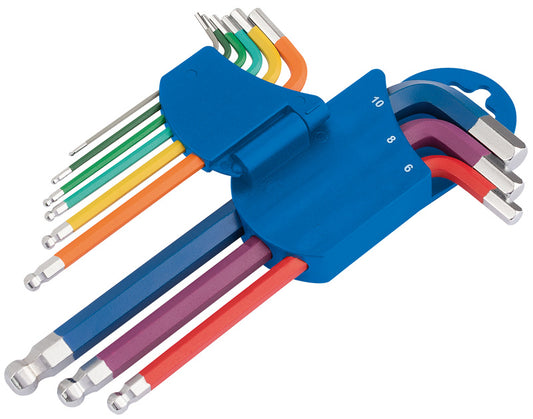Draper Metric Coloured Hex and Ball End Key Set 9 Piece 66132