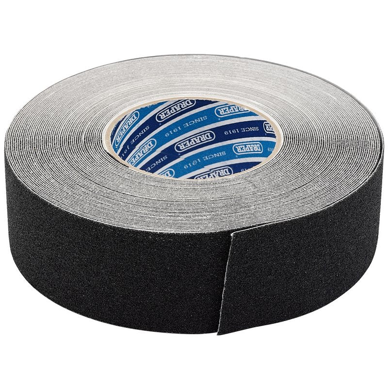 Draper Heavy Duty Safety Grip Tape Roll 18m x 50mm Black 66234