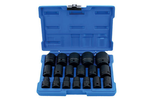 Laser Tools Metric Impact Socket Set 1/2"D Standard Length 18pc Black 6648