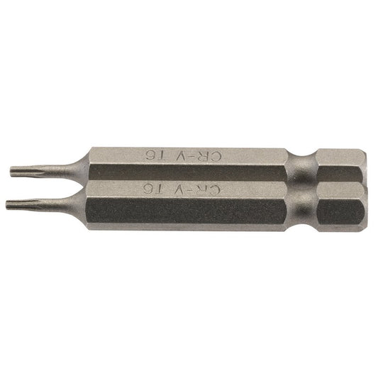 Draper T6 Screwdriver Bit 1/4" Hex 50mm Long (Pack of 2) 66481