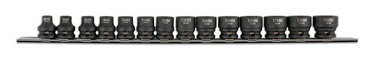 Laser Tools 3/8"D Stubby Impact Socket Set 14pc Single Hex 6mm to 19mm 6689