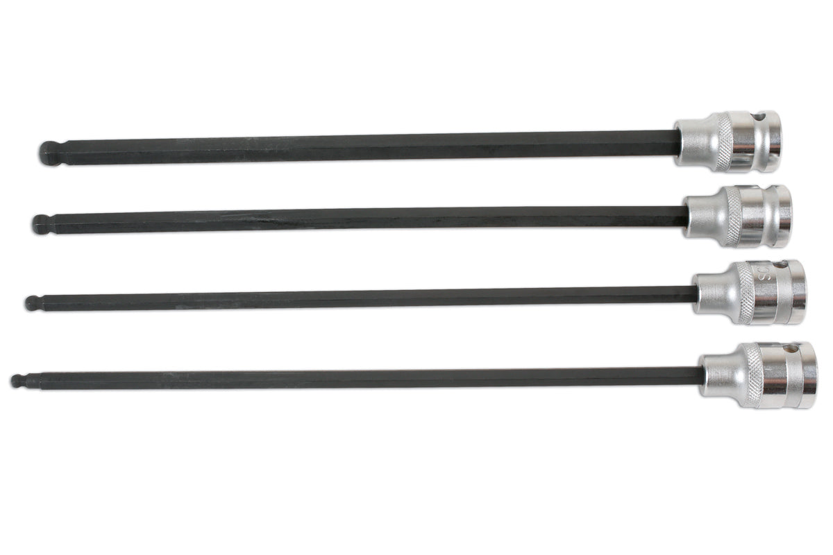 Laser Tools Extra Long Ball End Hex Socket Bit Set 1/2"D 4pc 6711