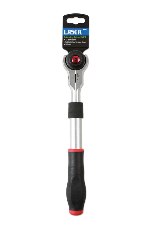 Laser Tools 1/2"D Extending Swivel Head Ratchet 72 Teeth Range 300 to 425mm 6720