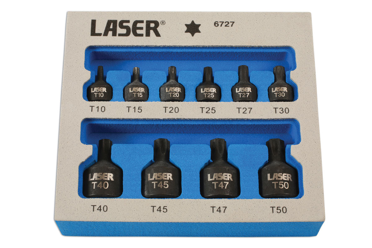 Laser Tools Low Profile Impact Star Socket Bit Set 1/4"D, 3/8"D 10pc 6727