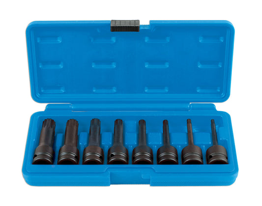 Laser Tools Long Impact Tamperproof Spline Socket Bit Set 1/2"D 8pc 6749