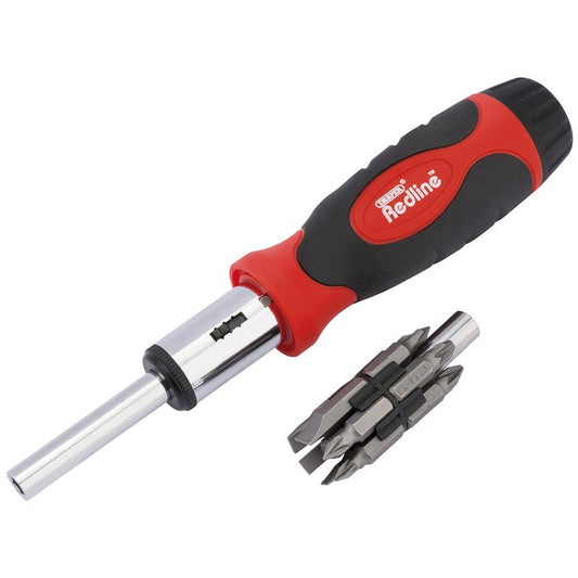 Draper Redline Ratcheting Screwdriver and Bit Set 14 Piece 1/4" bit holder 67543