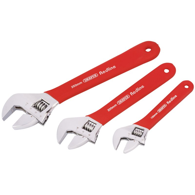 Draper Redline Soft Grip Adjustable Wrench Set 3 Piece 150, 200, 250mm 67634
