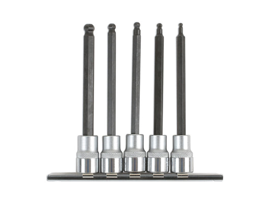 Laser Tools Long Ball End Hex Socket Bit Set 3/8"D 5pc 6765