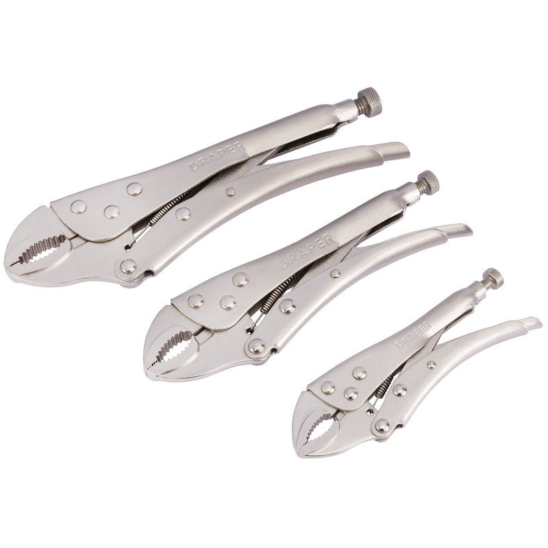 Draper Redline Self Grip Curved Jaw Pliers Set 3 Piece 140, 190 and 220mm 67825