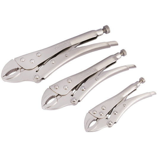 Draper Redline Self Grip Curved Jaw Pliers Set 3 Piece 140, 190 and 220mm 67825