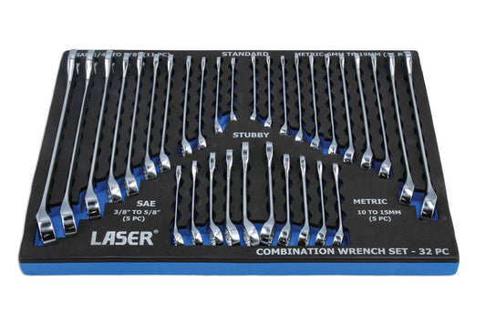 Laser Tools AF/Metric Combination Spanner Set 32pc 6795