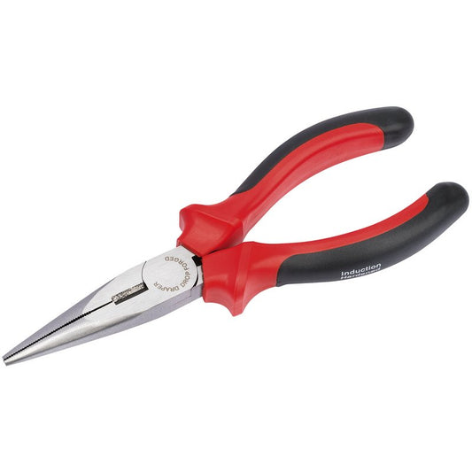 Draper Redline 165mm Heavy Duty Long Nose Pliers with Soft Grip Handles 67997
