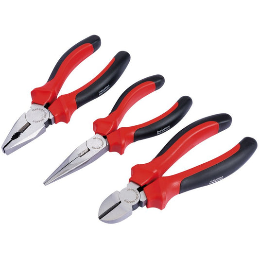 Draper Redline Plier Set With Soft Grip Handles Slip Guards 160mm 3 Piece 68001
