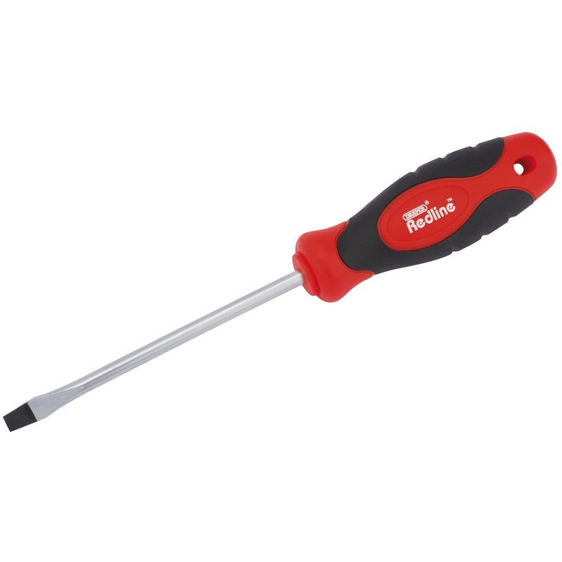 Draper Redline Plain Slot Soft Grip Screwdriver, 5 x 100mm