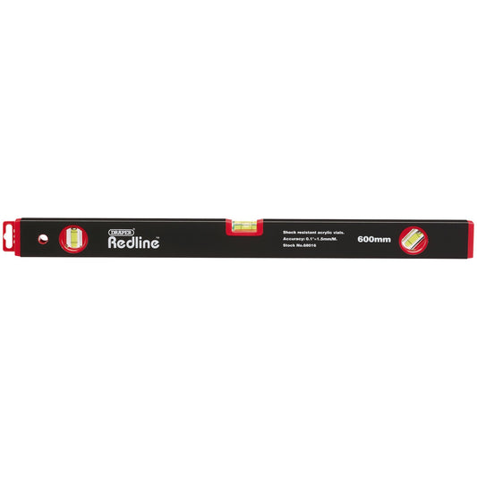 Draper Redline Box Section Spirit Level 600mm Aluminium 3 Vials 68016
