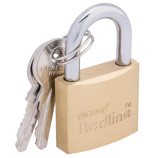 Draper Redline 30mm Brass Cylinder Padlock 68021
