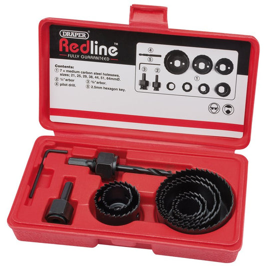 Draper Redline Holesaw Kit 11 Piece for cutting holes in wood or plastics 68470