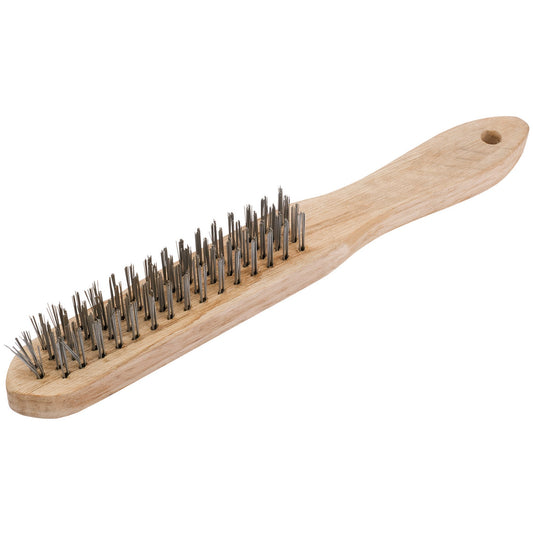 Draper Redline 4 Row Wire Scratch Brush Solid Wood Handle Thick Wire 68723