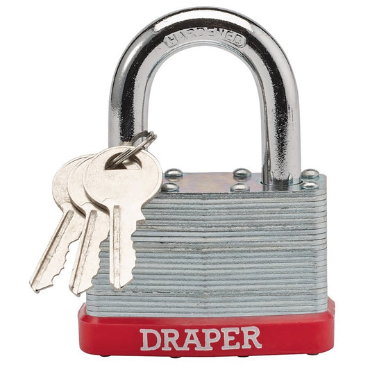 Draper Redline 65mm Laminated Steel Padlock 68807