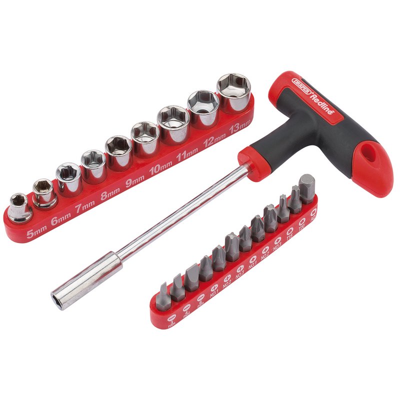 Draper Redline T Handle Driver with Socket and Bits Set (22 Piece)