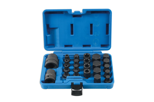 Laser Tools Impact Hex Torx And Spline Socket Set 3/4"D 1"D 24pc Black 6891