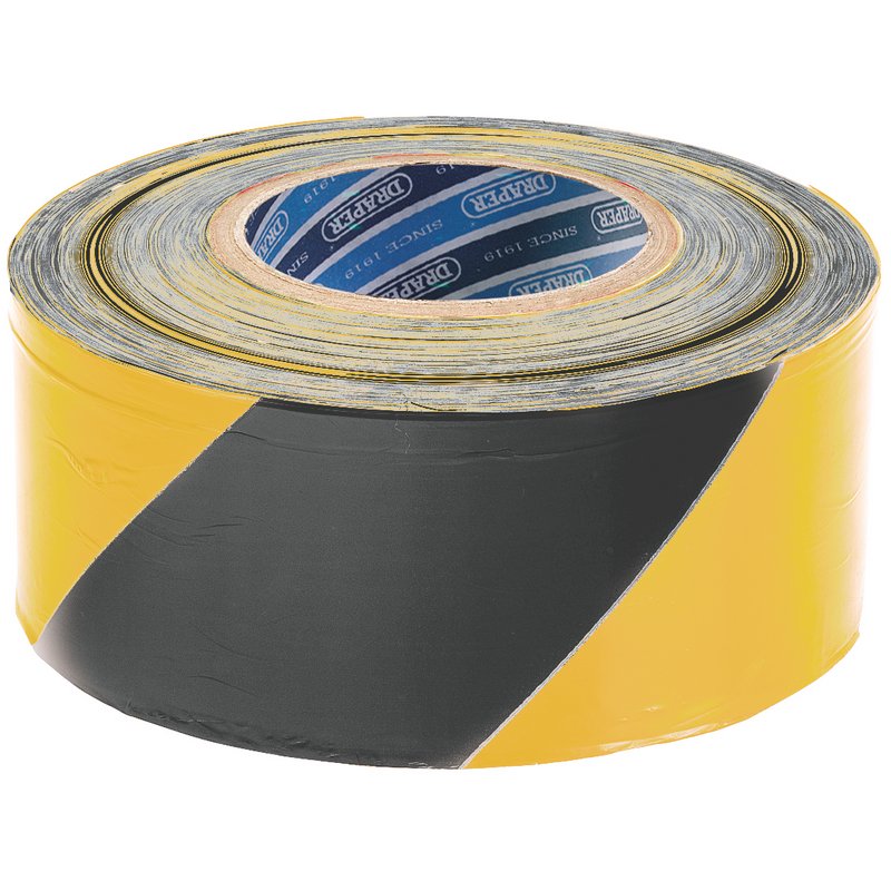 Draper Barrier Tape Roll 500m x 75mm Black and Yellow 69009