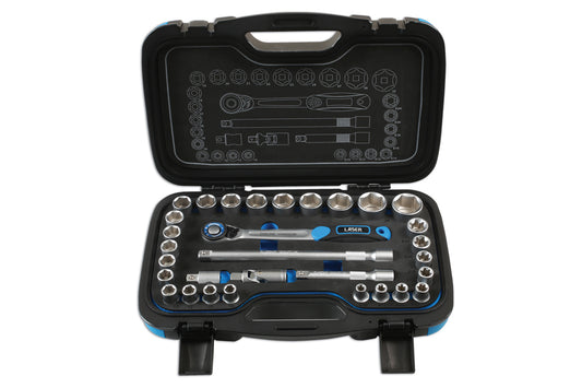 Laser Tools Metric Socket Set 1/2"D 31pc single Hex With Inverted Torx 6920