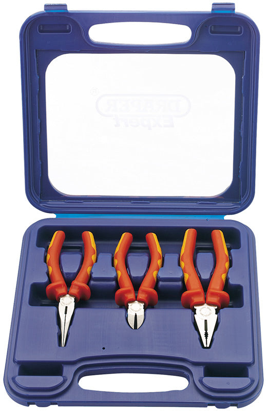 VDE Fully Insulated Plier Set 3 Piece Soft Grip Handles 1000V AC 1500V DC 69288