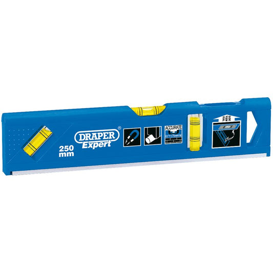 Draper 250mm Expert Torpedo Level with Magnetic Base and Side View Vial 69554