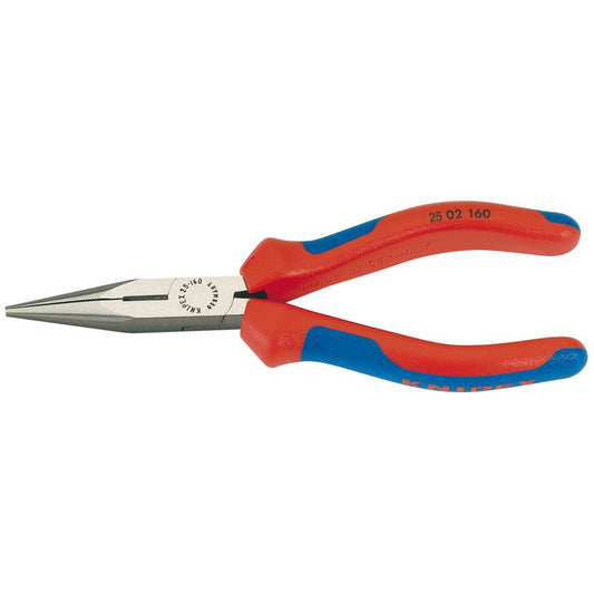 Knipex 160mm SBE Long Nose Pliers Heavy Duty Handles Flat Round Jaws 25 02 160