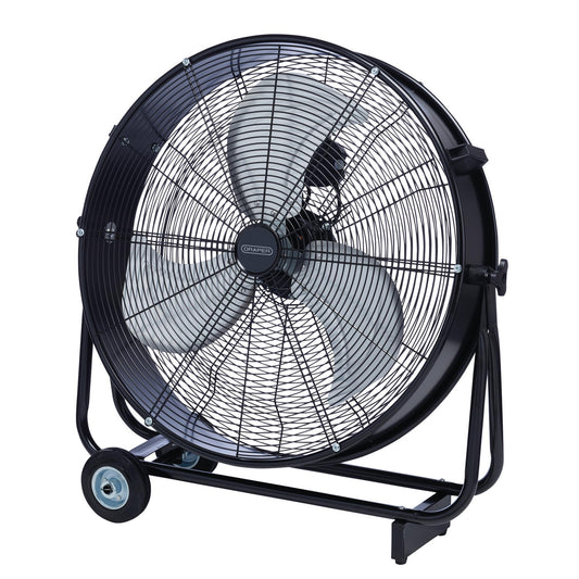 Draper 230V Drum Fan 24" 610mm On Wheels Three Speed Heavy Duty 120W