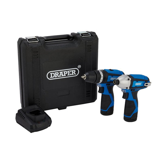Draper 12V Combi Drill & Impact Driver 2 x 1.5Ah Batteries Fast Charger 70257