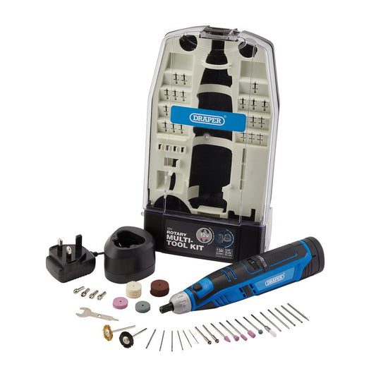 Draper 12V Rotary Multi-Tool Kit 1 x 1.5Ah Battery 1 x Fast Charger 50 Pc 70298