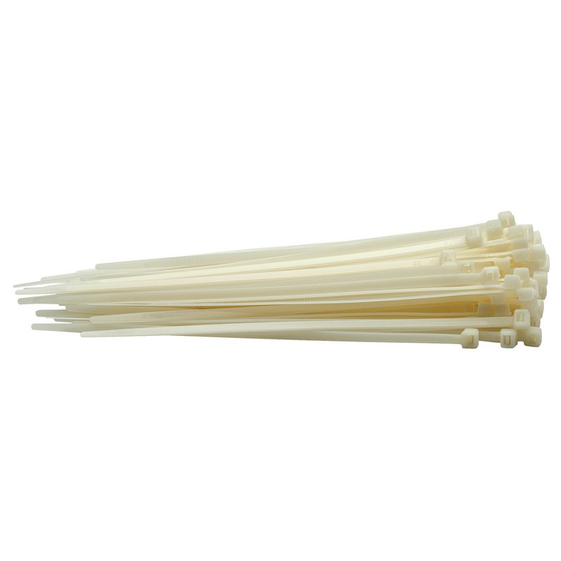 Draper Cable Ties 4.8 x 200mm White Pack of 100 Robust Nylon 70394