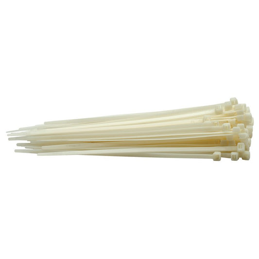 Draper Cable Ties 4.8 x 200mm White Pack of 100 Robust Nylon 70394