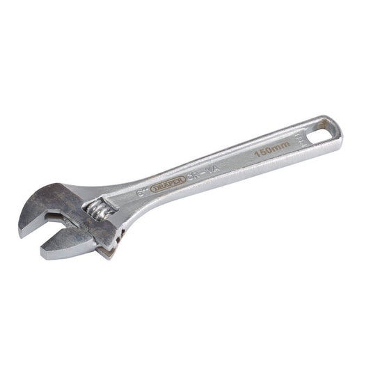 Draper 150mm 22mm Jaw Adjustable Wrench Satin Chrome Finish 70395