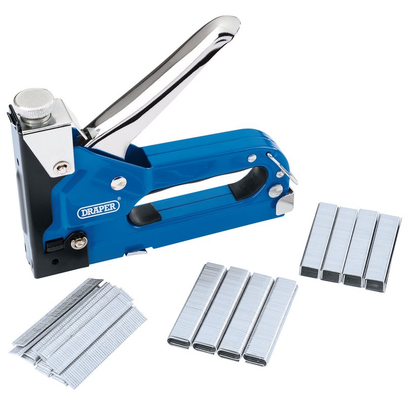 Draper Staple Gun Tacker Kit Durable Steel Body With PVC Soft Grip Handle 70411